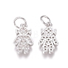 Brass Micro Pave Clear Cubic Zirconia Charms ZIRC-I036-09P-1
