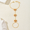 Brass Pave Clear Cubic Zirconia Hollow Fan Hand Chain Ring Bracelets with Imitation Pearl for Women EH6679-5