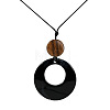 Resin Ring Pendant Long Necklaces with Wax Cord FS-WGD1F48-04-1