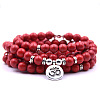 Bohemian Styles Synthetic Dyed Round Red Turquoise Beaded Stretch Bracelets for Women Men XW1500-2-1