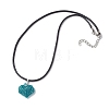 3D Heart Glass Seed Beads Pendant Necklaces NJEW-MZ00046-01-4