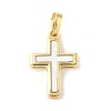 Brass Pave Natural White Shell Pendants KK-S522-01C-G-1
