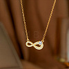 Valentine's Day Brass Pave Clear Cubic Zirconia Infinity Pendant 304 Stainless Steel Cable Chain Necklaces for Women WG1F303-05-1
