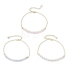 3Pcs 3 Colors Gemstone and Shell Pearl Round Beaded Ankelets AJEW-AN00707-2