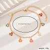 Fashionable Brass Enamel Flower Pendant Anklets for Women KA8156-1-5