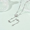 304 Stainless Steel Micro Pave Clear Star Pendant Long Tassel Y Necklaces for Women NJEW-C119-02P-1