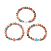 3Pcs 3 Colors Dyed Synthetic Ocean White Jade & Turquoise Beaded Stretch Bracelets for Men Women BJEW-JB12372-2