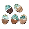 Transparent Resin and Walnut Wood Pendants RESI-T057-04I-1