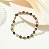 Natural Multicolor Tourmaline & Synthetic Non-magnetic Hematite Beaded Stretch Bracelets for Women BJEW-JB13941-1