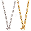 ANATTASOUL 2Pcs 2 Colors Alloy Cable Chain Necklace for Men Women NJEW-AN0001-19-1