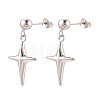 925 Sterling Silver Cross Dangle Stud Earrings STER-N016-108P-1