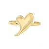 Rack Plating Heart Brass Open Cuff Double Rings for Women RJEW-G320-01G-2