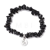 Natural Obsidian Chip Beaded Stretch Bracelets BJEW-JB11133-12-1