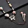 Ethnic Style Alloy & Porcelain Ceramic Beads Butterfly Pendant Tassel Y Necklaces LS-NJEW-D308-01C-5