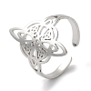 304 Stainless Steel Witch Knot Open Cuff Rings for Women AJEW-U005-01P-1