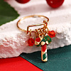 Christmas Adjustable Alloy Rhinestone Enamel Finger Rings FS-WG94CC2-07-1