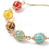 Natural & Synthetic Mixed Gemstone Braided Link Slider Bracelet BJEW-TA00137-02-4
