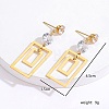 Stainless Steel Dangle Stud Earrings with Cubic Zirconia for Women US6839-2