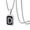 304 Stainless Steel Black Enamel Rectangle with Initial Pendant Box Chain Necklaces WG7737E-11-1