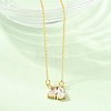 Brass Pave Cubic Zirconia Rectangle & Teardrop Pendant Cable Chain Necklaces KK-CBAB173-05G-12-3