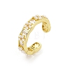 Rack Plated Brass Micro Pave Cubic Zirconia Flower Open Cuff Rings for Women RJEW-Z039-07G-1