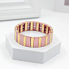 Baking Paint Alloy Rectangle Beaded Stretch Bracelets FS-WGFC15B-01-1
