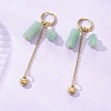 304 Stainless Steel Green Aventurine Heart Tassel Hoop Earrings EJEW-JE06731-02-1