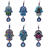 6Pcs Hamsa Hand DIY Diamond Painting Pendant Decoration Kits DIAM-PW0002-26A-1