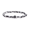 Natural  Lava Rock Essential Oil Stretch Bracelet with Glass for Women BJEW-JB07661-5