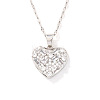 Elegant Brass Pave Clear Cubic Zirconia Heart Pendant Necklaces for Women UX5572-1-2
