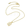 Ion Plating(IP) Rectangle with Initial Letter 304 Stainless Steel Pendant Necklace NJEW-R265-04G-Z-3