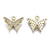 Brass Micro Pave Clear Cubic Zirconia Charms ZIRC-S069-022G-2