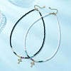2Pcs 2 Colors 304 Stainless Steel Cross Pendant Natural Ruby & Golden Sheen Obsidian & Rose Quartz & Malachite & Yellow Opal Round & Electroplated Glass Rondelle Beaded Necklaces for Women NJEW-JN05611-1