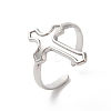 Non-Tarnish 304 Stainless Steel Cross Open Cuff Ring for Women RJEW-K245-32P-3