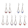 Handmade Round with Flower Printed Dangle Earrings EJEW-JE06800-3
