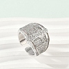 Brass Micro Pave Clear Cubic Zirconia Open Cuff Rings for Women RJEW-A059-04P-1