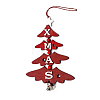 Christmas Tree with Word XMAS Creative Wooden Bell Door Hanging Decorations LETT-PW0002-64B-1
