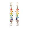 Round 304 Stainless Steel & Glass Seed Beads Dangle Leverback Earrings EJEW-MZ00717-3