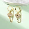 Heart Brass Micro Pave Clear Cubic Zirconia Hoop Earrings EJEW-F384-07G-1