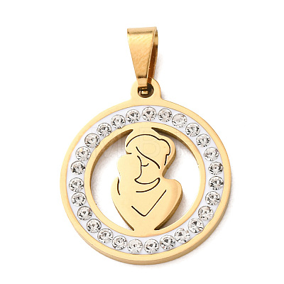 Mother's Day 304 Stainless Steel Enamel Pendants STAS-F368-02B-G-1