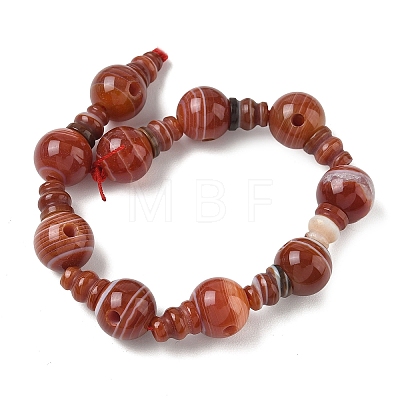Natural Banded Agate 3-Hole Guru Beads Strands G-H064-E08-02B-1