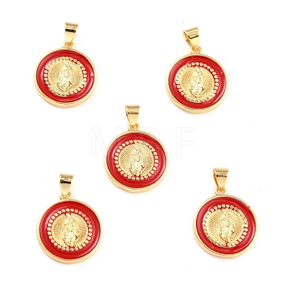 Brass Enamel Pendants KK-P209-02G-RS-1