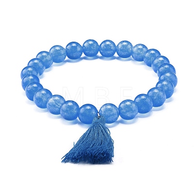 Dyed Natural Malaysia Jade Round Beads Stretch Bracelets Set BJEW-JB06956-1