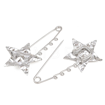 Textured Starfish 304 Stainless Steel Safety Pins Brooch Findings SA-CBA098D-16G-P04-1