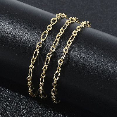 2.7MM Brass Textured Figaro Chain Necklaces for Women KK-CBA2293-16G-1