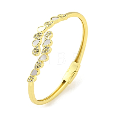 Teardrop Brass Micro Pave Clear Cubic Zirconia Open Cuff Bangles BJEW-Z062-19G-1