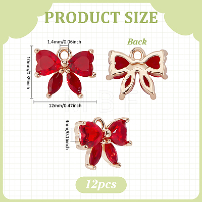 12Pcs Brass Glass Charms KK-PH0013-43A-1
