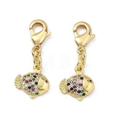 Fish Brass Micro Pave Cubic Zirconia Pendant Decorations CU-B198-06G-1