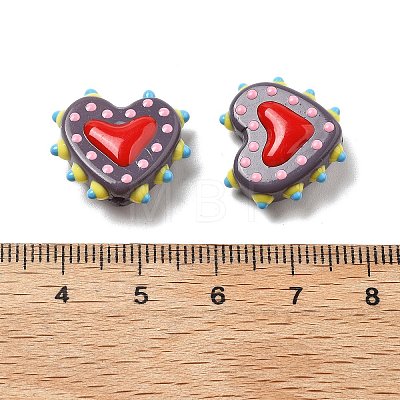 Baking Paint Glass Bumpy Beads Heart LAMP-V001-07A-1