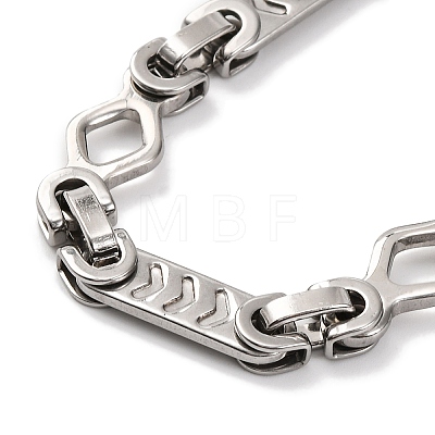 201 Stainless Steel Oval and Rhombus Links Necklace NJEW-F222-18P-1